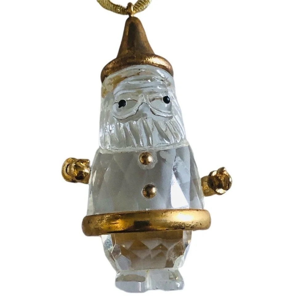 Leaded Crystal With 24 KT Gold Accents, Santa, Christmas Tree Ornament